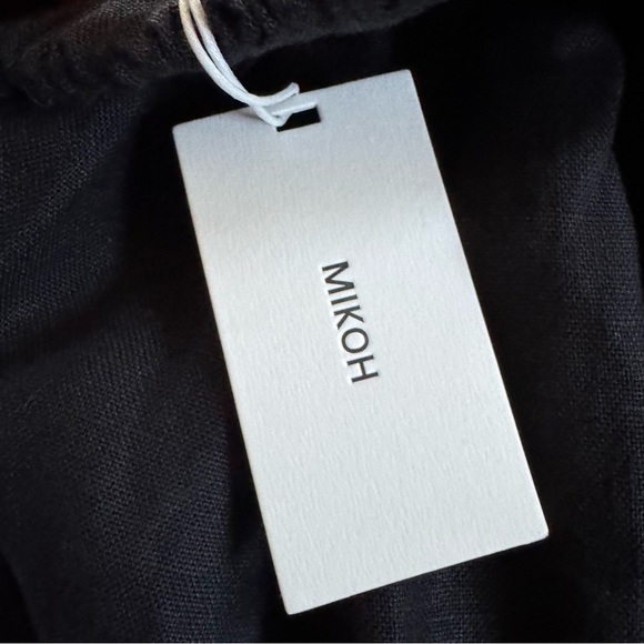 Mikoh black linen maxi skirt pull on elastic waist side slits 2 medium new - Picture 6 of 15